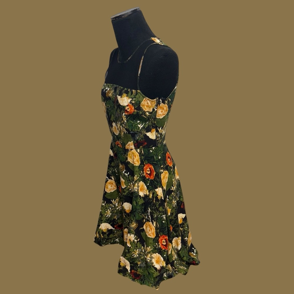 Jack Floral Mesh Panel Dress - Green and Orange - Picture 8 of 16